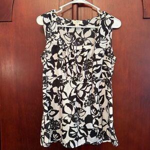 Ann Taylor LOFT Black and White Floral Women's Sleeveless Blouse Size 8